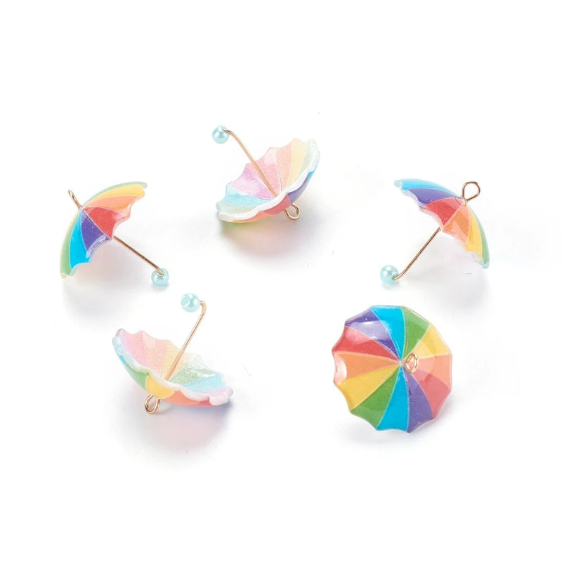 20pcs Resin 3D Umbrella Pendants Charms for Necklace Jewelry Making DIY Crafts