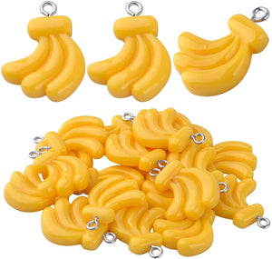 20pcs Resin Banana Charms for DIY Bracelet Necklace Keychain Making