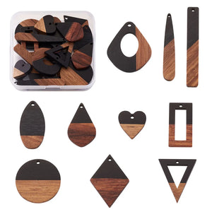 20pcs Resin Wooden Earring Pendant 10 Styles for Jewelry DIY Vintage