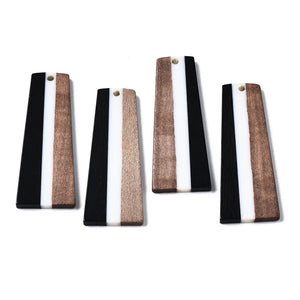 20 Resin Wooden Pendants Earring Charms Trapezoid Shape for DIY Jewelry