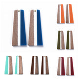 20 Resin Wooden Pendants Earring Charms Trapezoid Shape for DIY Jewelry