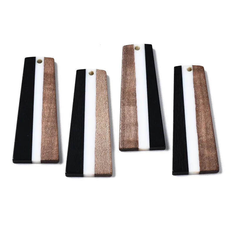 20 Resin Wooden Pendants Earring Charms Trapezoid Shape for DIY Jewelry
