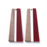 20 Resin Wooden Pendants Earring Charms Trapezoid Shape for DIY Jewelry