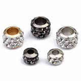 20pcs Rhinestone Round Crystal Beads Big Hole Spacer Beads Jewelry DIY