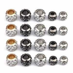 20pcs Rhinestone Round Crystal Beads Big Hole Spacer Beads Jewelry DIY