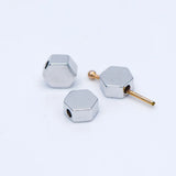 20pcs Rhodium Plated Brass Hexagon Beads, 5mm Flat Spacer Beads