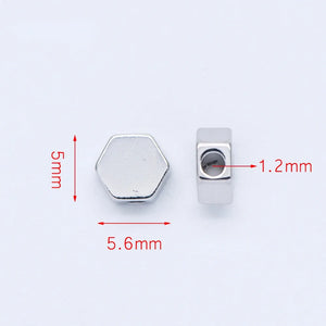 20pcs Rhodium Plated Brass Hexagon Beads, 5mm Flat Spacer Beads