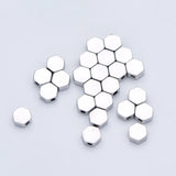 20pcs Rhodium Plated Brass Hexagon Beads, 5mm Flat Spacer Beads