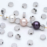 20pcs Rhodium Plated Brass Hexagon Beads, 5mm Flat Spacer Beads