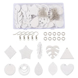 20pcs DIY Dangle Earring Kit with Wood Pendants & Brass Hooks