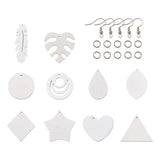 20pcs DIY Dangle Earring Kit with Wood Pendants & Brass Hooks