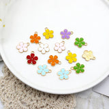 20pcs Seven-color flower alloy drip oil diy jewelry accessories