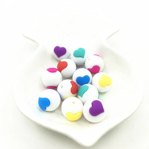20pcs Silicone Baby Heart Shape Beads for DIY Necklace