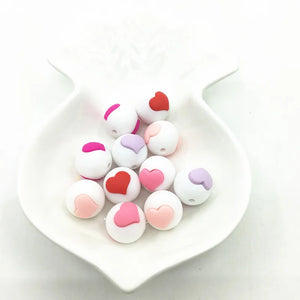 20pcs Silicone Baby Heart Shape Beads for DIY Necklace