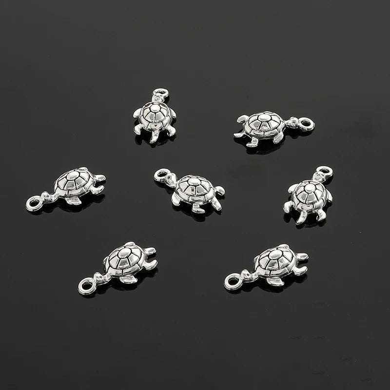 20pcs Small Tortoise Sea Turtle Charm Pendant for DIY Bracelet Keychain