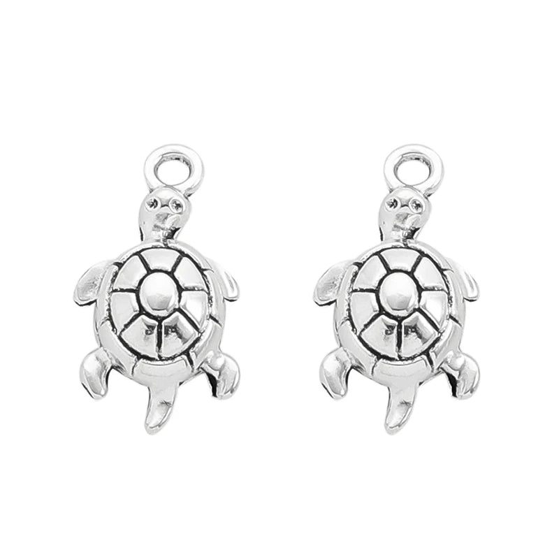 20pcs Small Tortoise Sea Turtle Charm Pendant for DIY Bracelet Keychain
