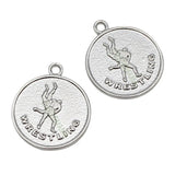 20pcs Silver Plated Wrestling Charms Pendants 2 Sided 23x19mm
