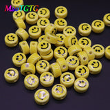20pcs Yellow Smiling Face Ceramic Beads 8/10/12mm Jewelry Making