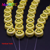 20pcs Yellow Smiling Face Ceramic Beads 8/10/12mm Jewelry Making