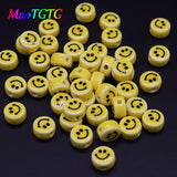 20pcs Yellow Smiling Face Ceramic Beads 8/10/12mm Jewelry Making