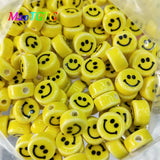 20pcs Yellow Smiling Face Ceramic Beads 8/10/12mm Jewelry Making