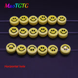 20pcs Yellow Smiling Face Ceramic Beads 8/10/12mm Jewelry Making