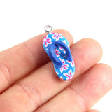 20pcs Polymer Clay 10mm Pendant Flower Flip Flop Shape for DIY Jewelry