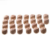 20pcs Square Alphabet Beads 10/12mm Natural Beech Wood Letter Beads