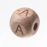 20pcs Square Alphabet Beads 10/12mm Natural Beech Wood Letter Beads