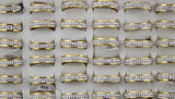 20pcs Stainless Steel 2 Rows Zircon CZ Ring Wedding Jewelry