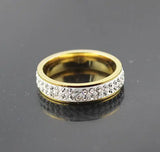 20pcs Stainless Steel 2 Rows Zircon CZ Ring Wedding Jewelry