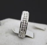 20pcs Stainless Steel 2 Rows Zircon CZ Ring Wedding Jewelry