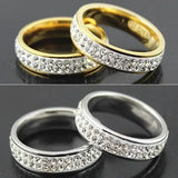 20pcs Stainless Steel 2 Rows Zircon CZ Ring Wedding Jewelry