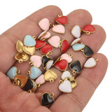 20pcs Enamel Heart Charms Pendant DIY Earrings Jewelry Making Supplies