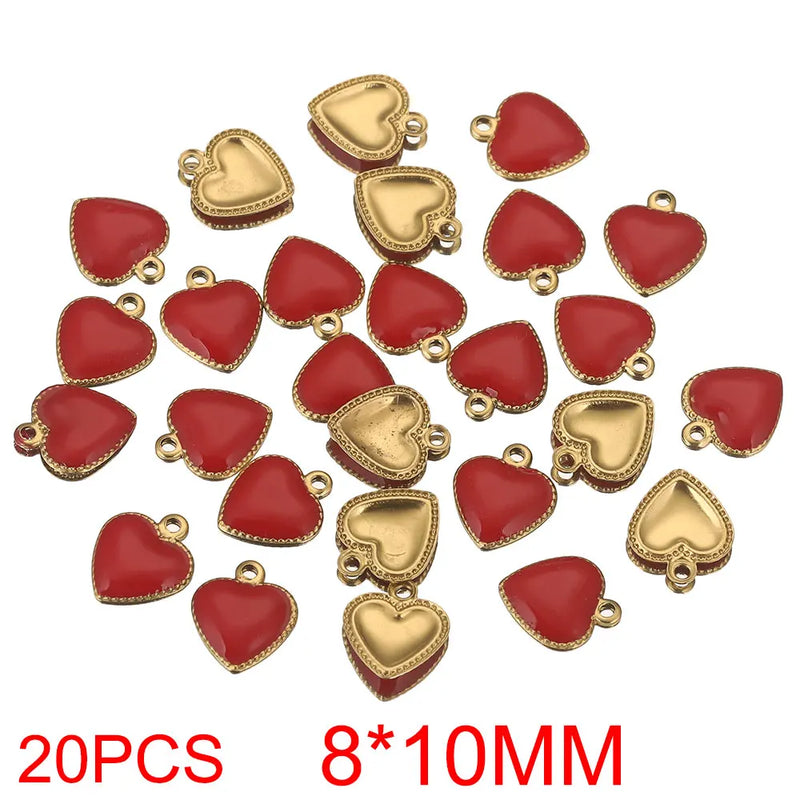20pcs Enamel Heart Charms Pendant DIY Earrings Jewelry Making Supplies