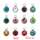 20pcs Stainless Steel Birthstone Charm Beads for DIY Jewelry Making