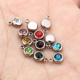 20pcs Stainless Steel Birthstone Charm Beads for DIY Jewelry Making