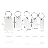 20pcs Stainless Steel Engravable Key Chains Rectangle Tag Oval Tag Keychain