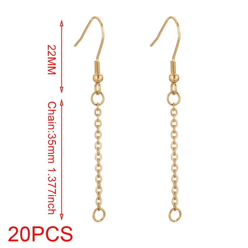 20pcs Stainless Steel Chain Earrings Hooks Wire Ear Hooks Connectors