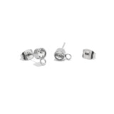 20pcs Clear Rhinestone Earring Posts Ear Studs with Loop Stainless Steel