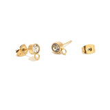 20pcs Clear Rhinestone Earring Posts Ear Studs with Loop Stainless Steel