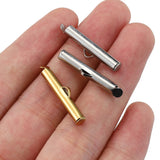 20pcs Stainless Steel Crimp End Caps Slider Clasp Tubes DIY Bracelet Con
