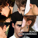 Stainless Steel Cross Dangle Earrings Hinged Hoops Long Chain Punk Jewelry