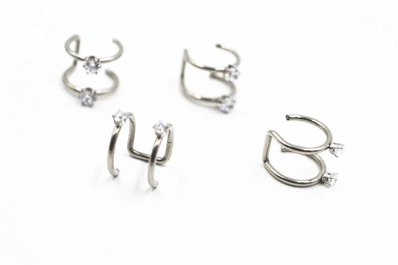 20pcs Stainless Steel Ear Cuff CZ Wrap Clip On Earrings
