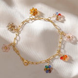 20pcs Stainless Steel Flower Crystal Beads Charms for Jewelry Making