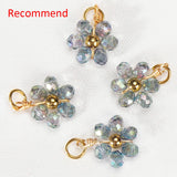 20pcs Stainless Steel Flower Crystal Beads Charms for Jewelry Making