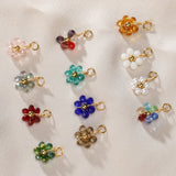 20pcs Stainless Steel Flower Crystal Beads Charms for Jewelry Making