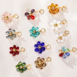 20pcs Stainless Steel Flower Crystal Glass Beads Charms Pendants