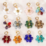 20pcs Stainless Steel Flower Crystal Glass Beads Charms Pendants