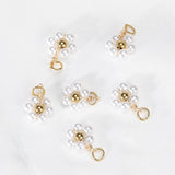 20pcs Stainless Steel Flower Pearl Beads Charms for DIY Jewelry Making